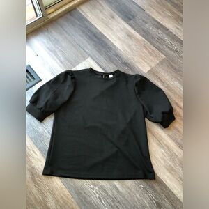 H&M Black Puffed Sleeve Black Blouse Size Medium